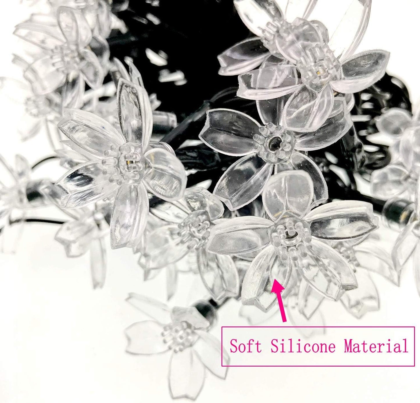 Solar Flower String Lights – 6.5m (21ft). 30 LED Warm White