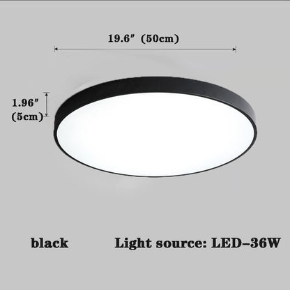 38W Ultra-Thin LED Ceiling Light – Modern Black Flush Mount Fixture for Home & Office