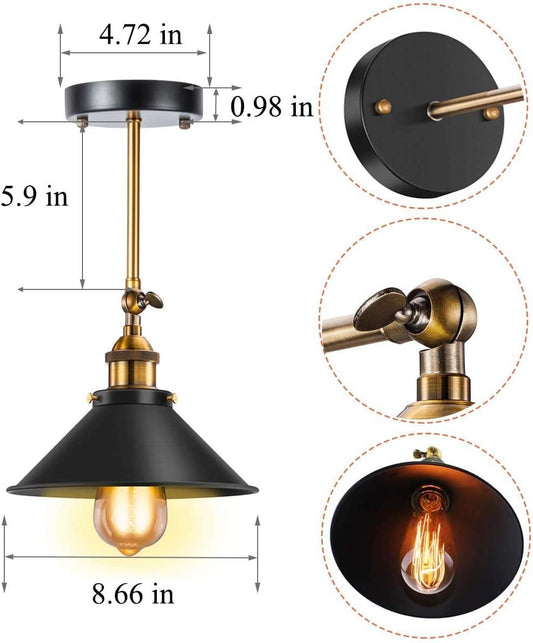 Vintage Black Industrial Wall Sconce. 240° Adjustable. 2 Pack