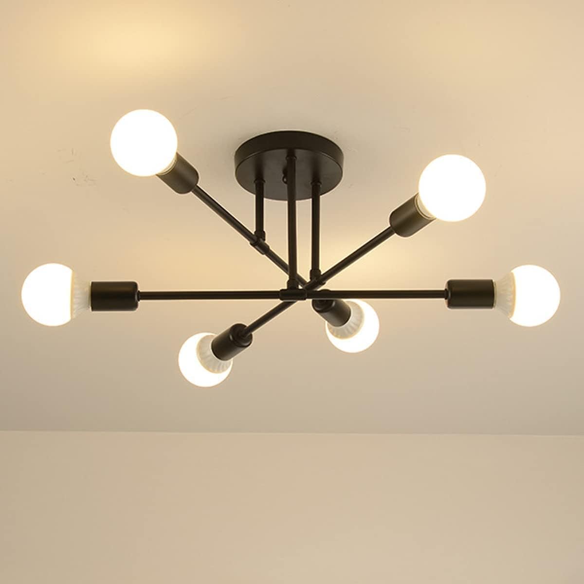 Modern 6/8-Light Black Sputnik Chandelier – Adjustable E27 Ceiling Fixture