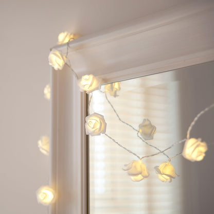 White Rose Fairy String Lights 20 LEDs