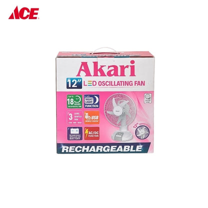 AKARI 12 LED Oscillation Rechargeable Fan (ARF 5313F)