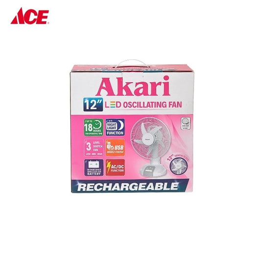 AKARI 12 LED Oscillation Rechargeable Fan (ARF 5313F)
