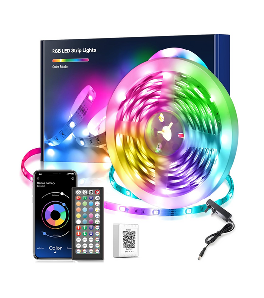 10M RGB LED Strip Lights. Music Sync. Remote & App