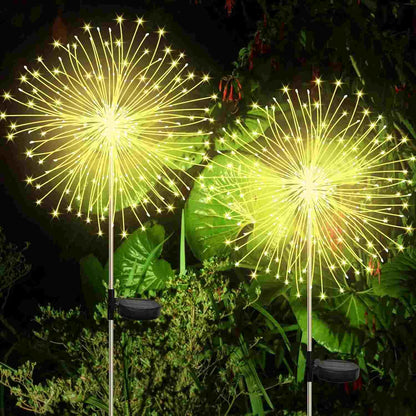 Solar Firework Garden Lights. 2-Pack. 120 LED Warm