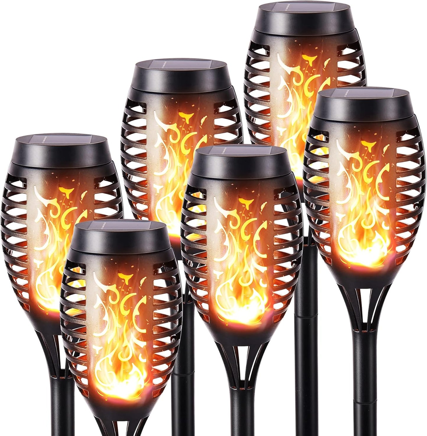 6 Pack Solar Flame Torch Lights – Waterproof Outdoor Garden & Pathway Decor