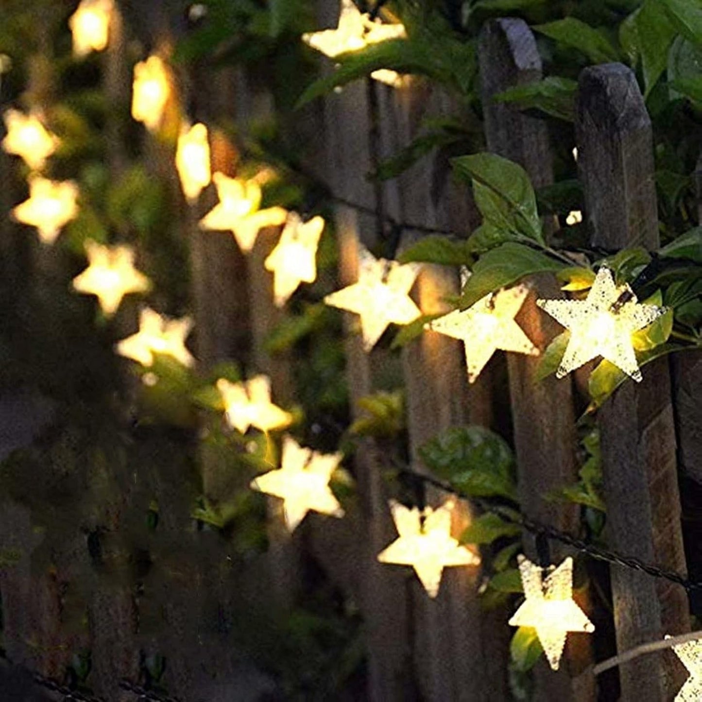 Solar Star String Lights. 23ft 50 LED. Warm White
