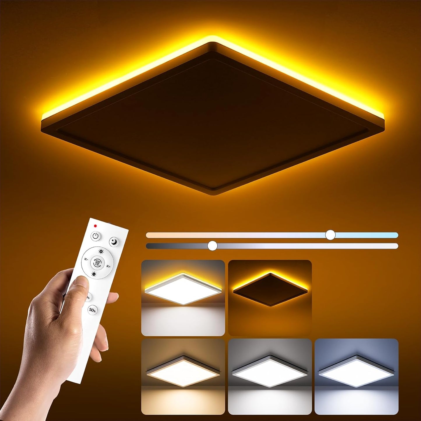 Dimmable LED Ceiling Light 24W with Night Light & Remote