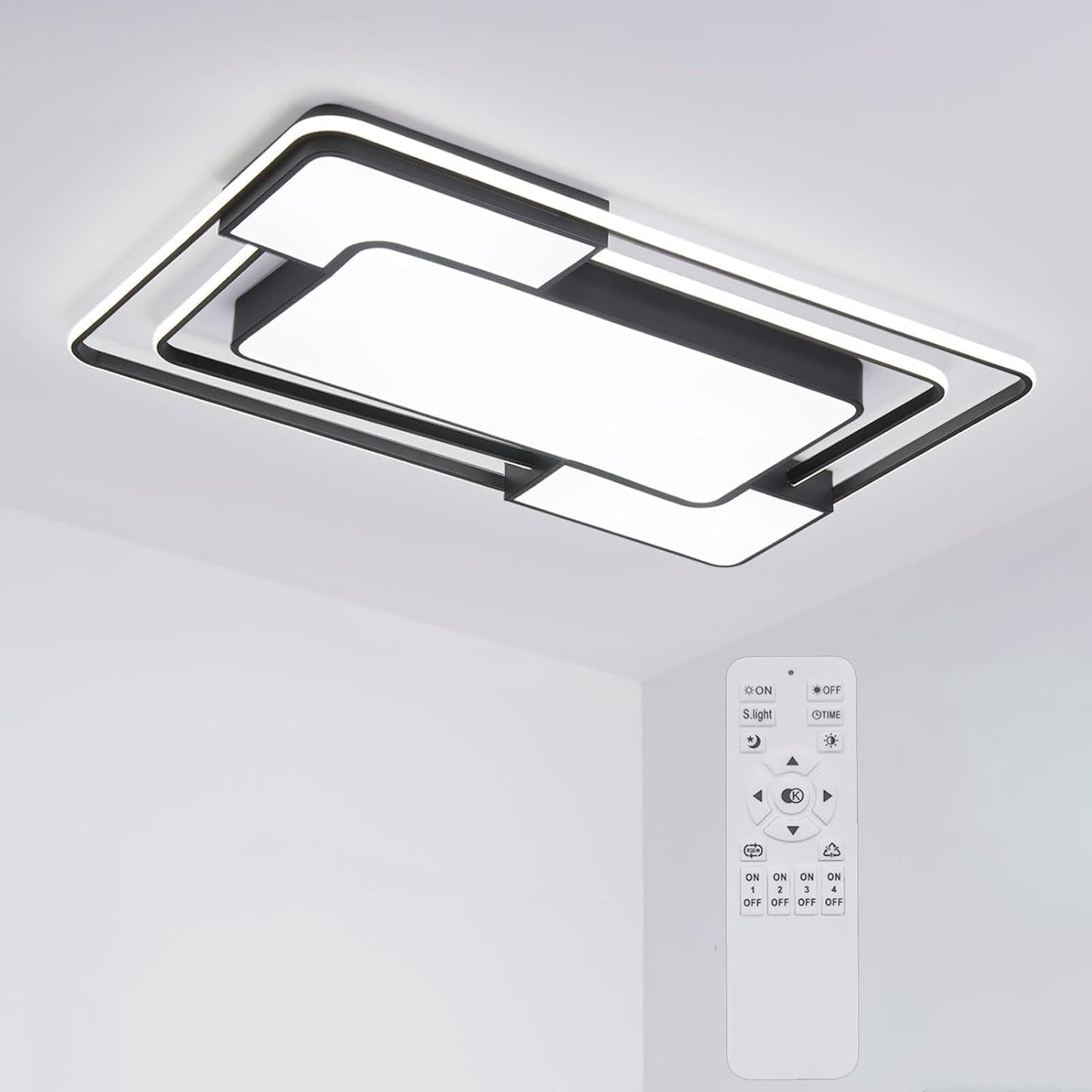 Modern Dimmable LED Ceiling Light with Remote. 90×60CM. 3000–6500K