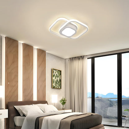 32W LED Ceiling Light. 4000K Neutral White. Modern Double Square Aluminum Ceiling Light