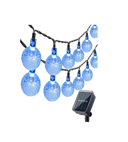 60 LED Solar Crystal Ball String Lights. 36ft White