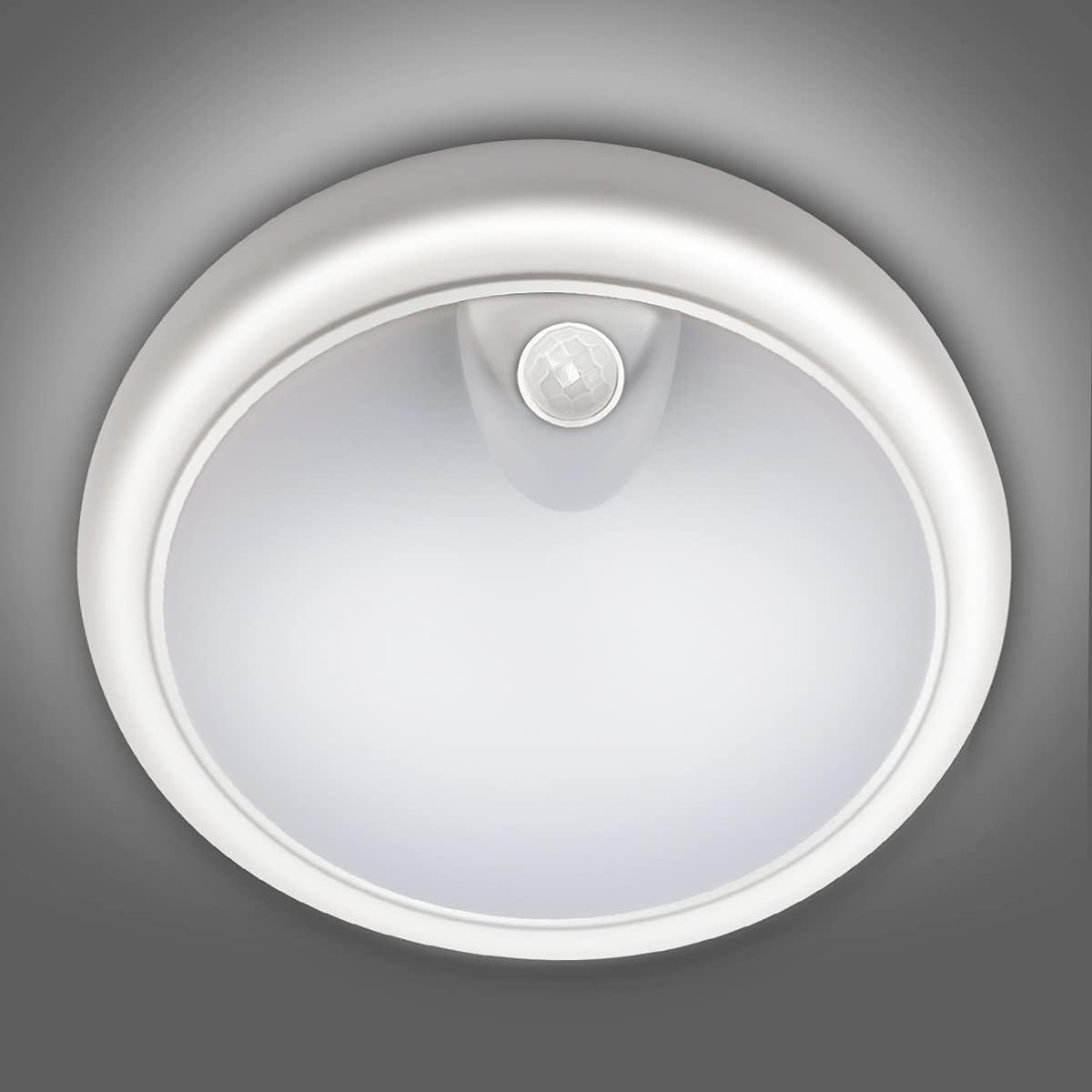 12W LED Ceiling Light with Infrared Motion Sensor. 960LM. IP65 Waterproof. Round Surface Mount. 6500K Daylight