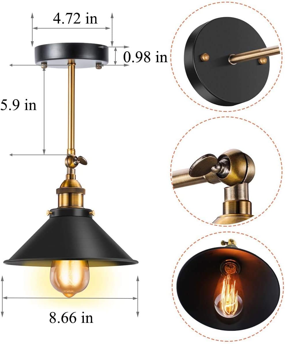Vintage Black Industrial Wall Sconce. 240° Adjustable. 2 Pack