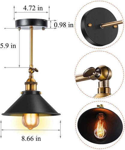 Vintage Black Industrial Wall Sconce. 240° Adjustable. 2 Pack