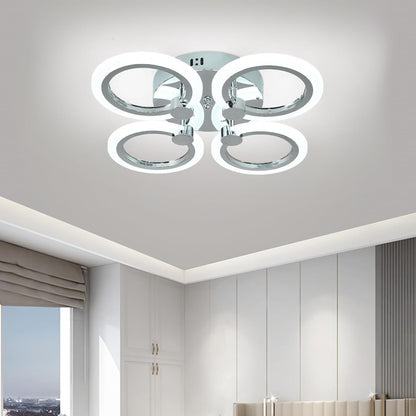 Modern 4-Ring LED Ceiling Light. Chrome. 6500K Daylight