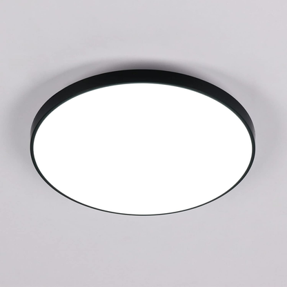 28W Black LED Flush Mount Ceiling Light. 6500K Daylight White Bathroom Light. 2000LM. Modern Round Lighting. 240W Equivalent White Ceiling Lamp for Kitchens. Hallway. Bedrooms