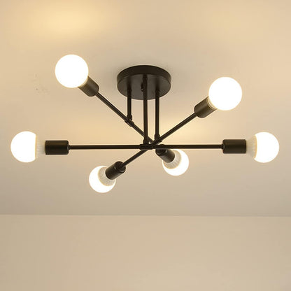 Modern 6/8-Light Black Sputnik Chandelier – Adjustable E27 Ceiling Fixture