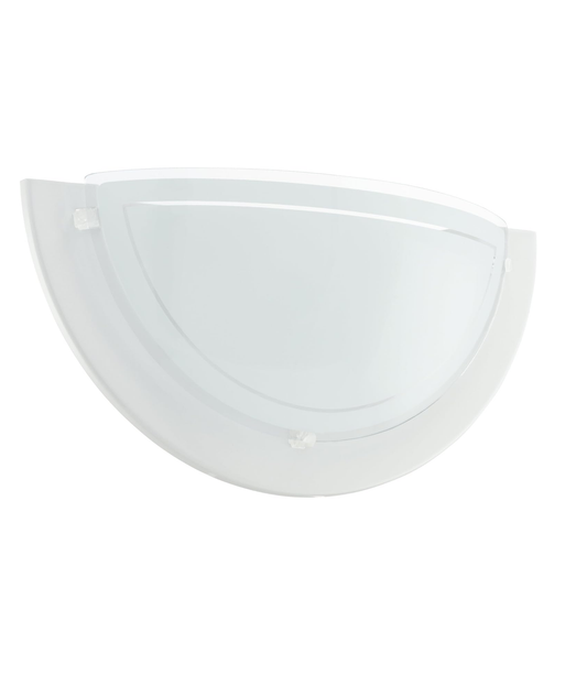 White Steel & Glass Wall Light with E27 Socket