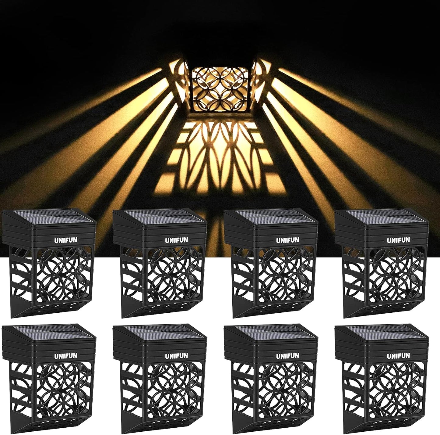 Solar Fence Lights 8 Pack – Outdoor Waterproof Decorative Garden