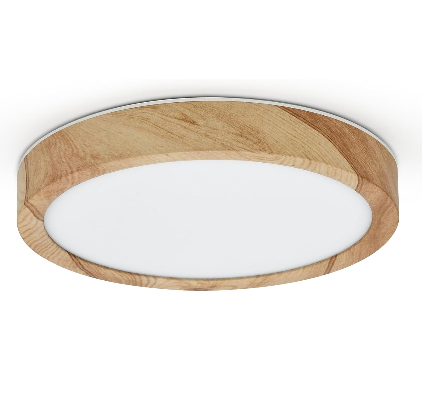 LED Ceiling Light. 12W Wood Grain Flat Small Round Nordic Flush Ceiling Light for Bedroom Living Room Kitchen Bathroom Lights