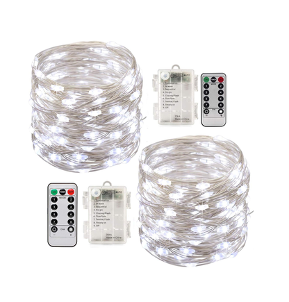 LED String Lights Battery Powered [2 Pack] – 100 LEDs 33ft Fairy Lights