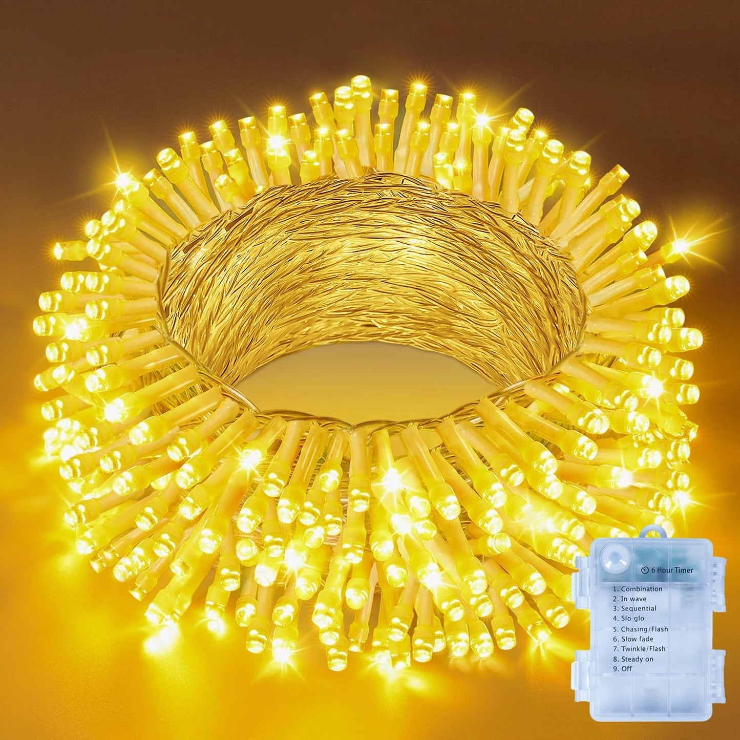 Battery Fairy Lights – 10m. 100 LEDs. 8 Modes. Timer. Waterproof Warm White