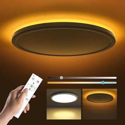 Dimmable LED Ceiling Light 24W with Remote – Adjustable Color Temperature (3000K-6500K) & Night Light Mode for Bedroom. Living Room. Kitchen