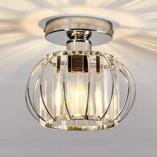 Mini Crystal Ceiling Light. Chrome Semi-Flush Mount