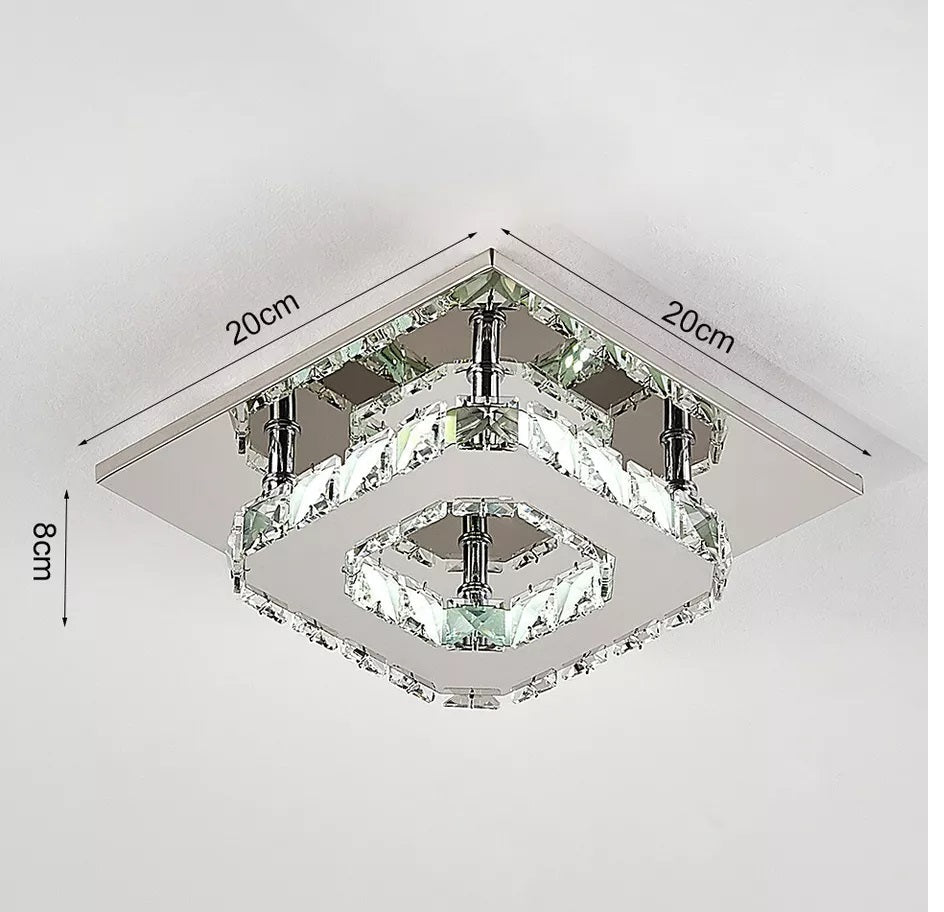 Modern Square Chrome Crystal LED Ceiling Light Lamp Fitting Pendant Chandelier