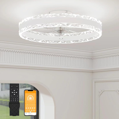 Modern Smart Ceiling Fan with LED Light – 6 Speeds. Dimmable Warm-to-Cool Lighting. and Remote Control for Bedrooms. Living Rooms