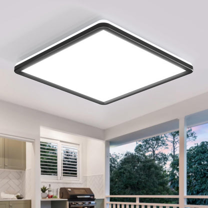 36W Square LED Ceiling Light. 3300LM. 5000K Daylight. IP44 Waterproof. Slim Black Design