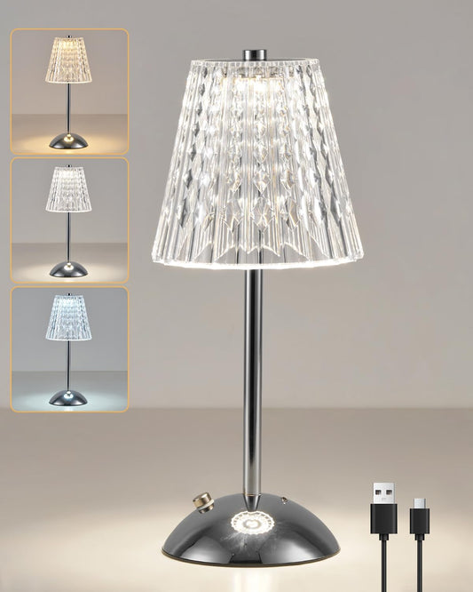 Rechargeable Gold Table Lamp. Touch Dimmable LED Desk Light