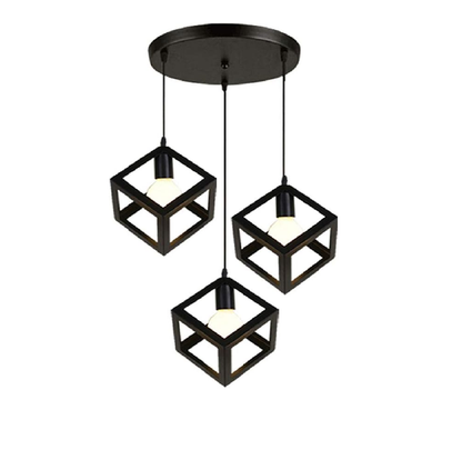 3-Light Cube Pendant Lamp – Modern Retro Chandelier for Bedroom. Living Room & Dining Room