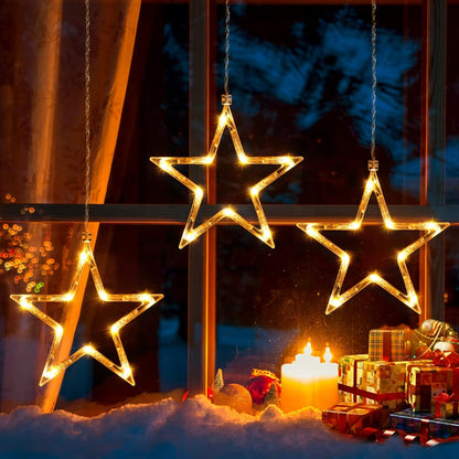 Christmas Window Star Lights. 30 LEDs Battery String Lights with Timer