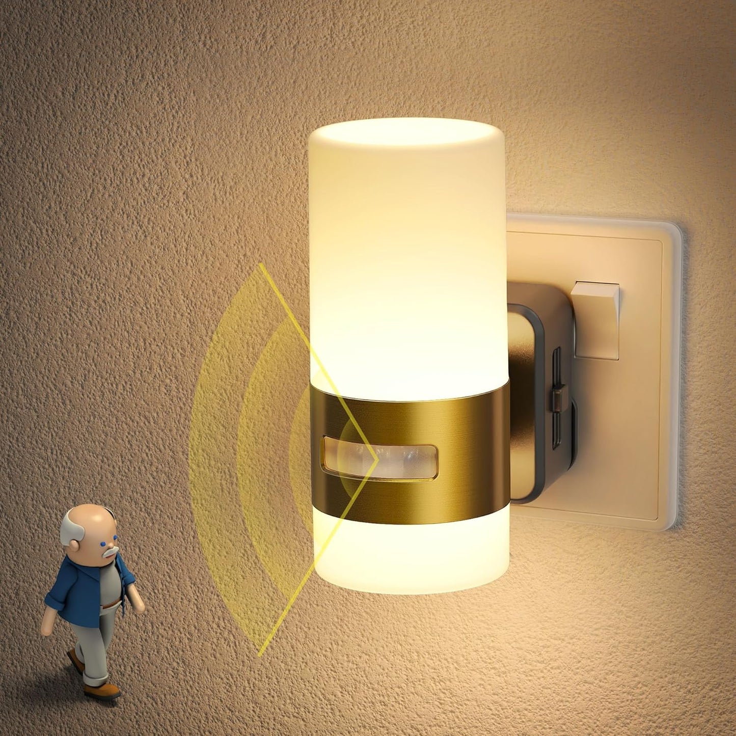 Dimmable Plug-in Motion Sensor Night Light. 3000K