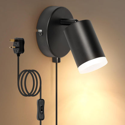 Wall Lights with Switch. Adjustable GU10 Plug-In Lamps 2 Pack