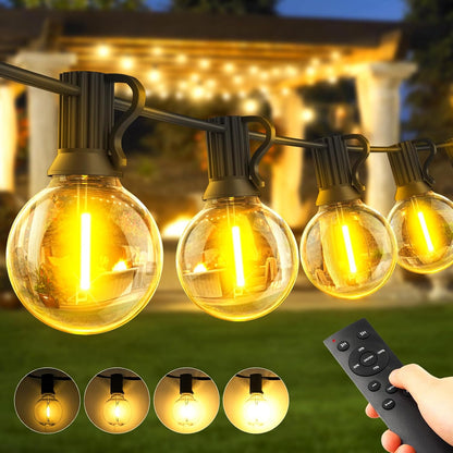 100ft Outdoor Festoon String Lights with Remote Control