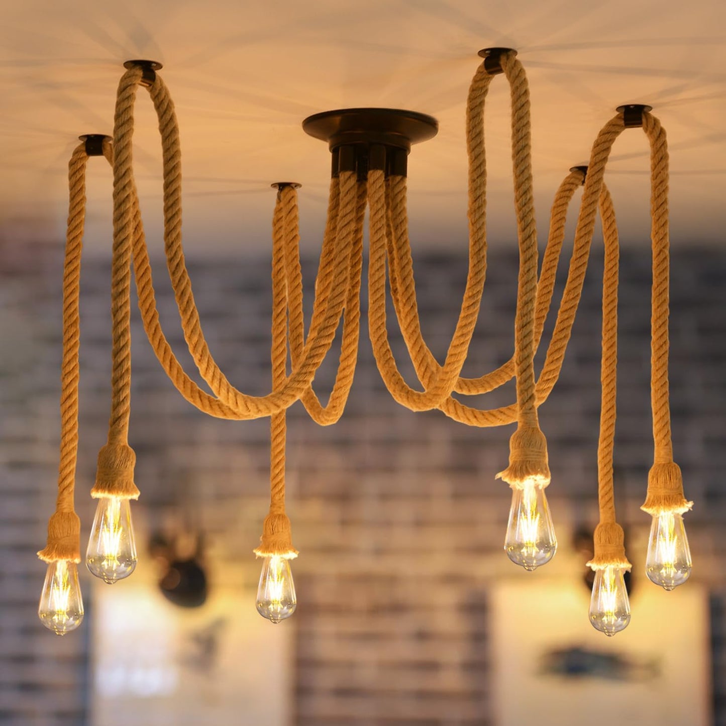 6-Head Spider Chandelier Pendant Light. Adjustable Industrial Ceiling Lamp
