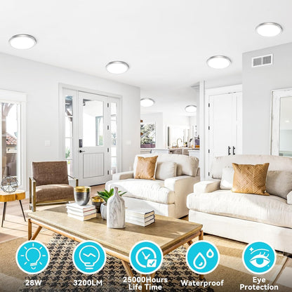 15W Flush Mount LED Ceiling Light – Brushed Nickel. 3 CCT