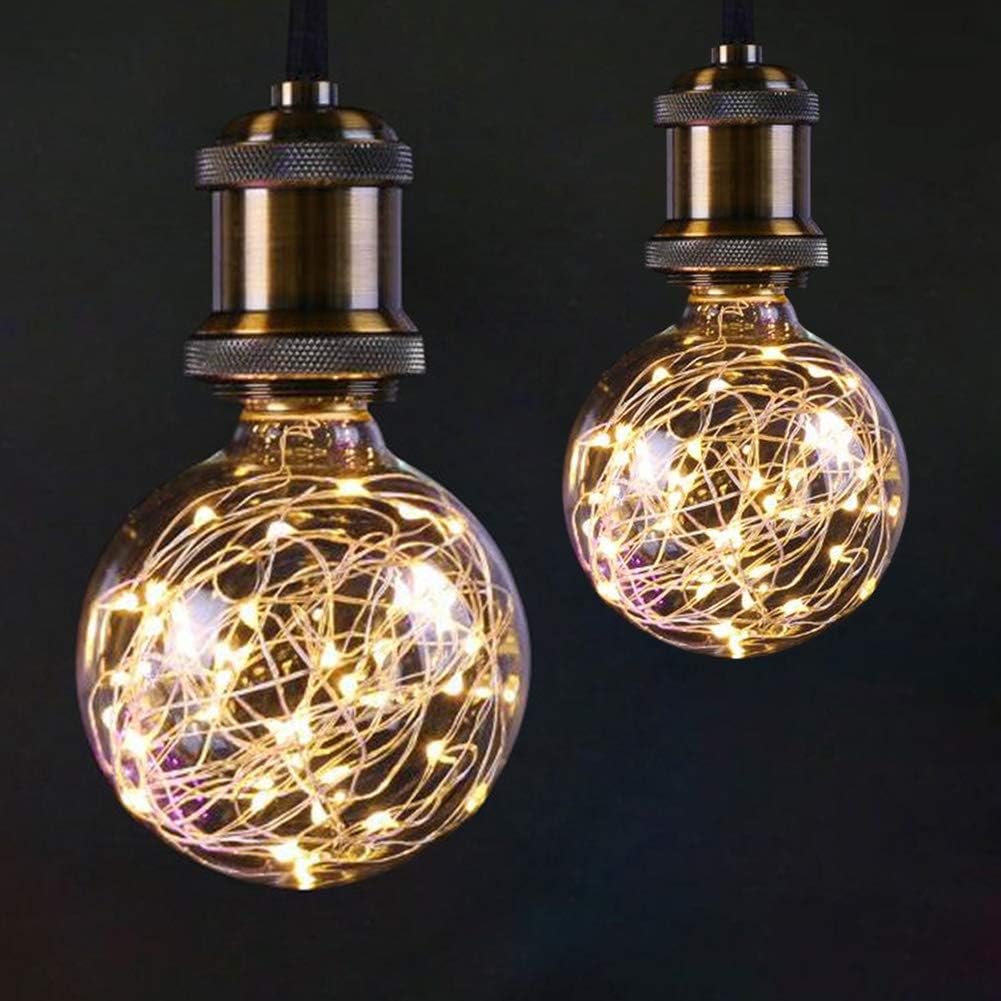 G95 LED Globe Fairy Light Bulb. E27 Edison Decorative Bulb [2 Pack]