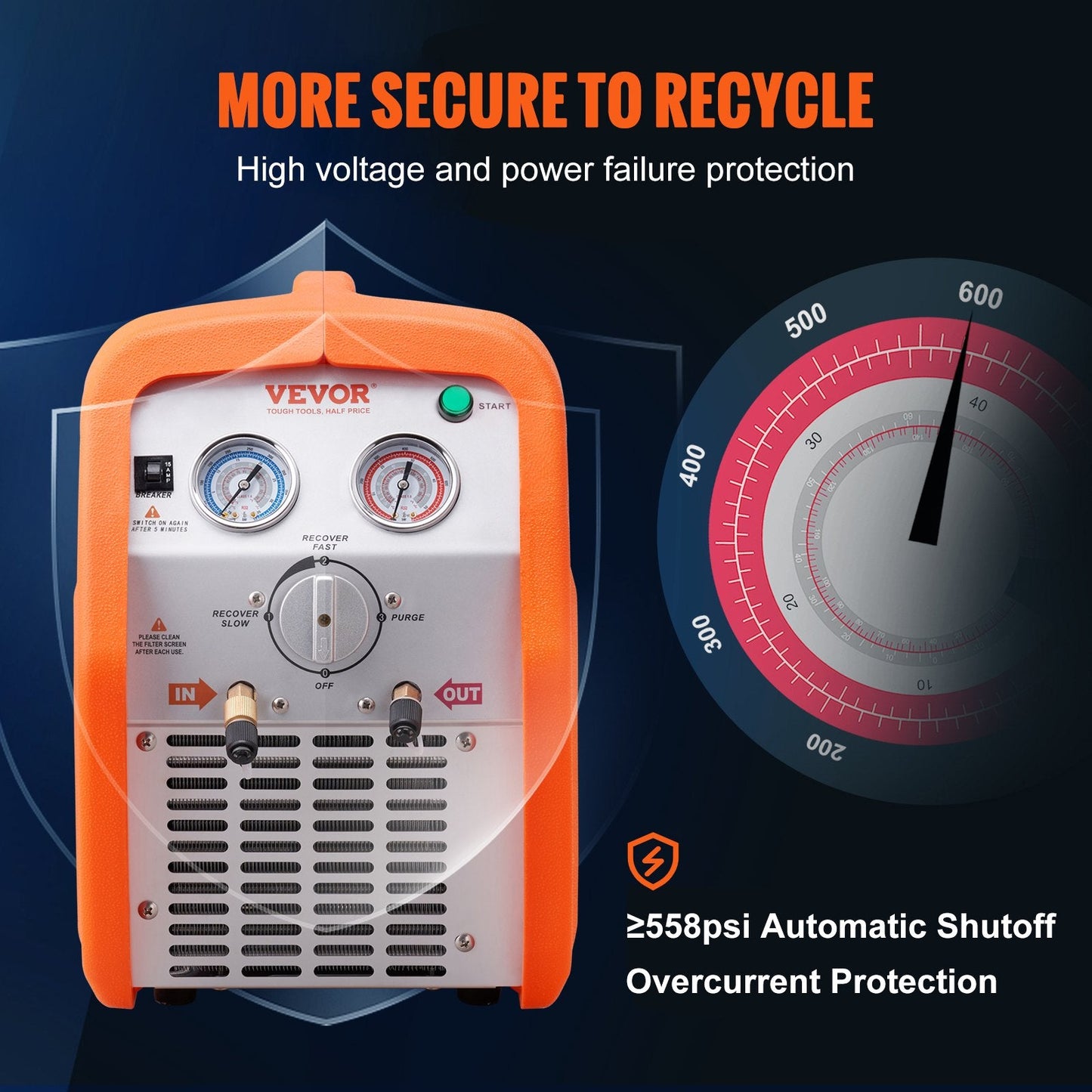 1 HP Refrigerant Recovery Machine - Dual Cylinder Portable AC Recovery Machine With High Pressure Protection 120V 60Hz Recovery Machine HVAC For Vapor Liquid Refrigerant. Car Air Conditioning (Copy) (Copy) (Copy)