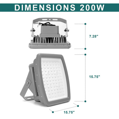 200W Explosion Proof LED Flood Light. Class I Division 2. 26.000 Lumens. 5000K. 100-277V
