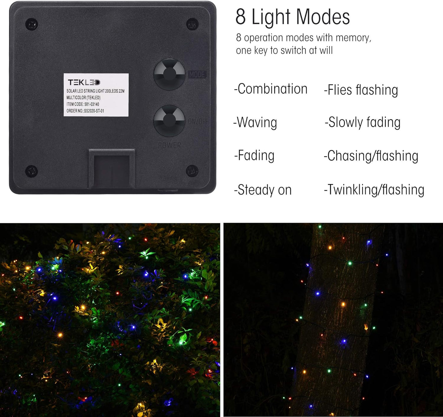 72FT 200 LED Multicolor Solar String Lights – Waterproof for Outdoor & Indoor Use