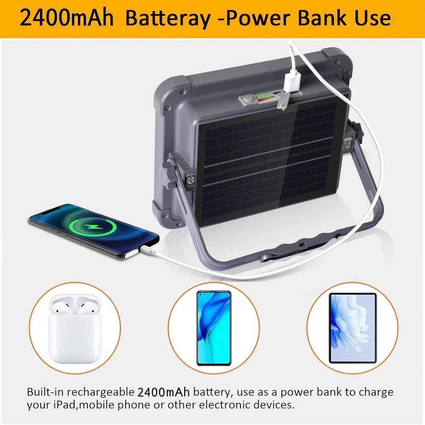 Portable Solar Rechargeable Strong Light Emergency Light Solar Floodlight Hanging