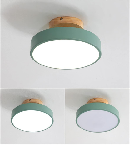 12W 8.6 Inch Green LED Ceiling Light. 3 Adjustable Color Temperatures (3000K/4000K/6000K). Modern Wood Flush Mount for Living Room. Bedroom. Kitchen. and Hallway