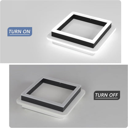 Square Modern Led Ceiling Light Fixture. 24W Black Flush Mount Hallway Ceiling Light Small Close to Ceiling Lamp for Living Room Bedroom Kitchen Balcony Cloakroom (Cool White. 6000K)