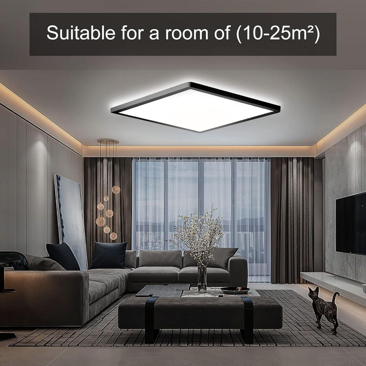 Flush Mount Square Black LED Ceiling Light