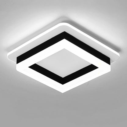 Square Modern Led Ceiling Light Fixture. 24W Black Flush Mount Hallway Ceiling Light Small Close to Ceiling Lamp for Living Room Bedroom Kitchen Balcony Cloakroom (Cool White. 6000K)