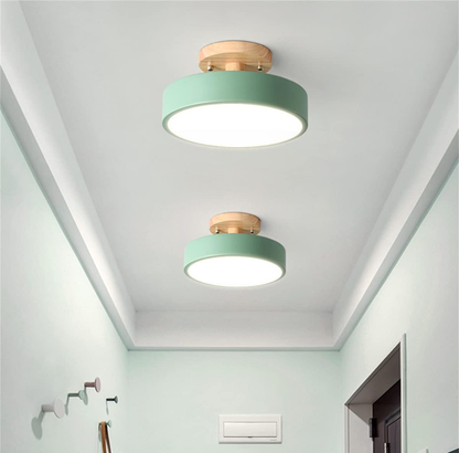 12W 8.6 Inch Green LED Ceiling Light. 3 Adjustable Color Temperatures (3000K/4000K/6000K). Modern Wood Flush Mount for Living Room. Bedroom. Kitchen. and Hallway