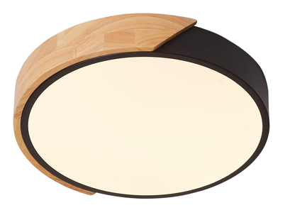 Modern LED Ceiling Light 24W. Oak & Iron Frame. 1600LM Cool White 6000K. Ideal for Living Room & Hallway